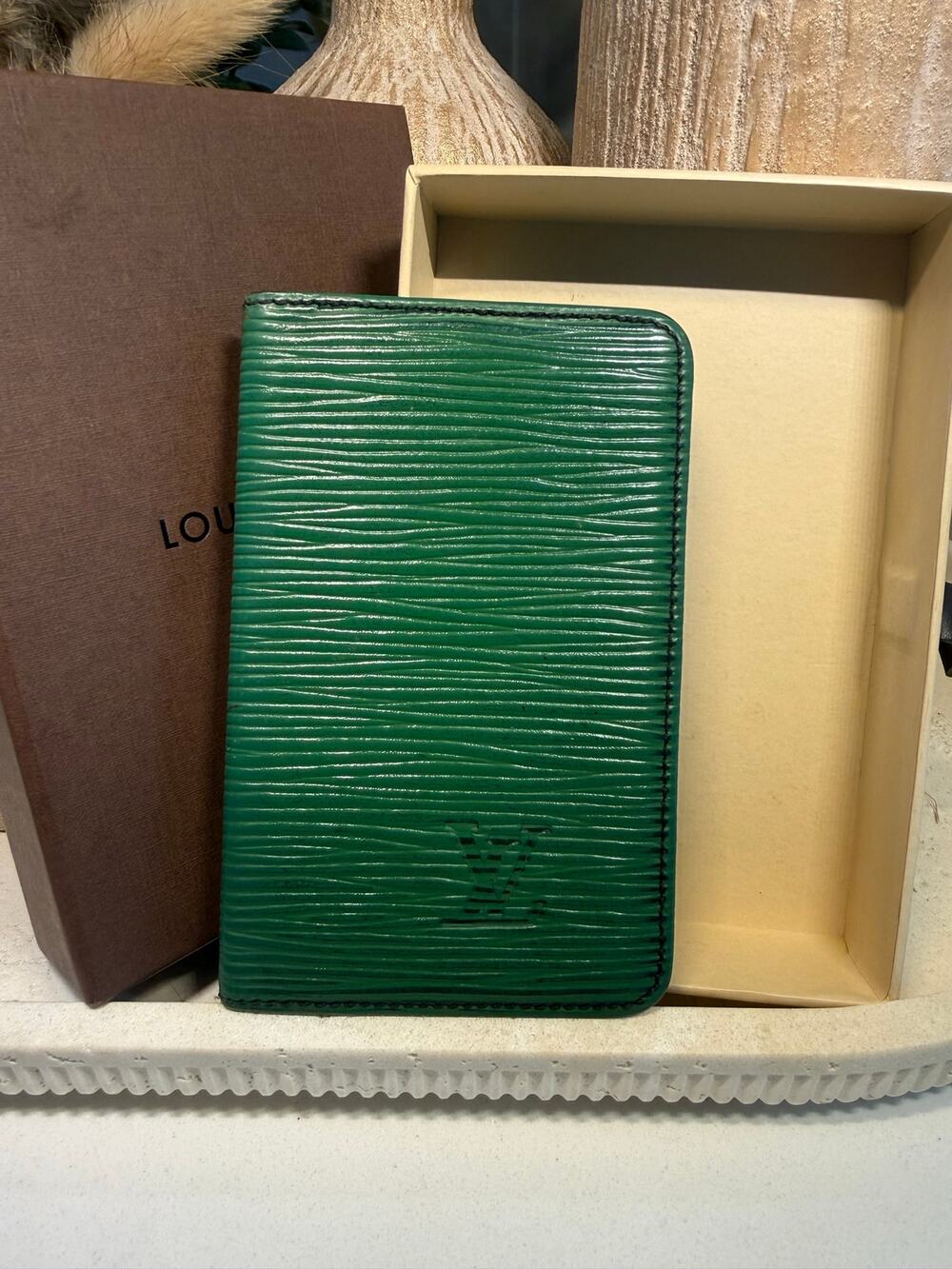 Louis Vuitton Green Epi Porte-Cartes Pass Card Case